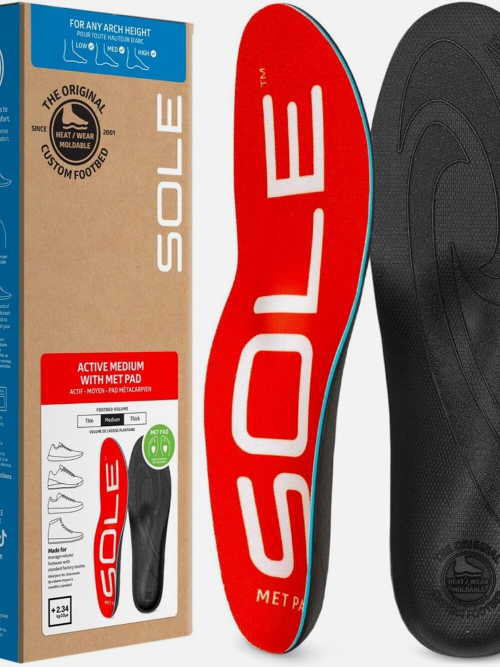 SOLE The Original Custom Footbed ACTIVE MEDIUM Orthotic Insoles M6/W8 NEW